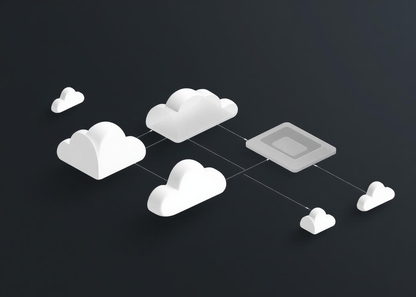 Isometric illustration of connected cloud services and compute resources